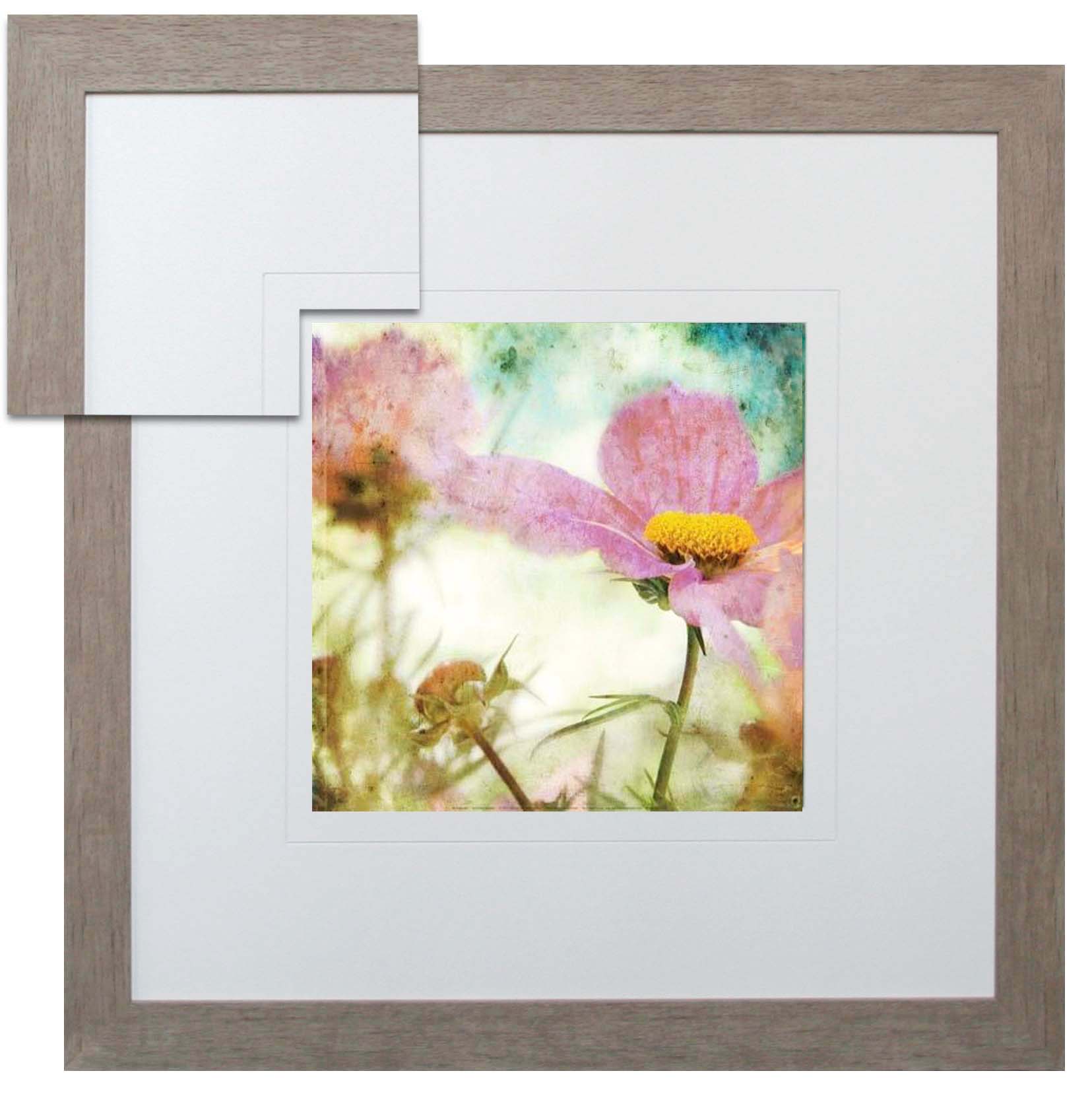 FP202B Wall décor art framed print floral light grey frame